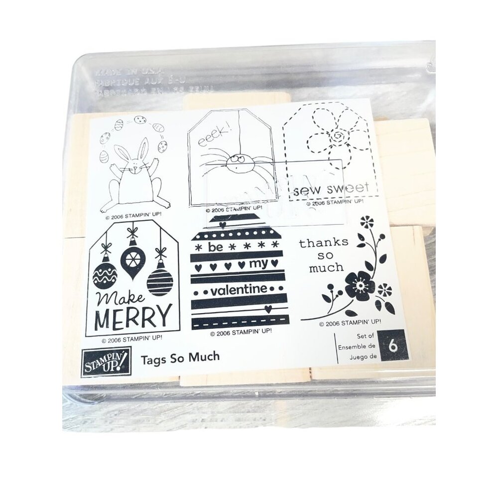 Stampin' Up! "Tags So Much" Wood‎ Mount Stamp Set 6-Piece Holiday Seasonal